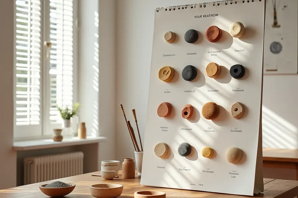 Mesa con calendario visual y diferentes materiales artísticos organizados por meses