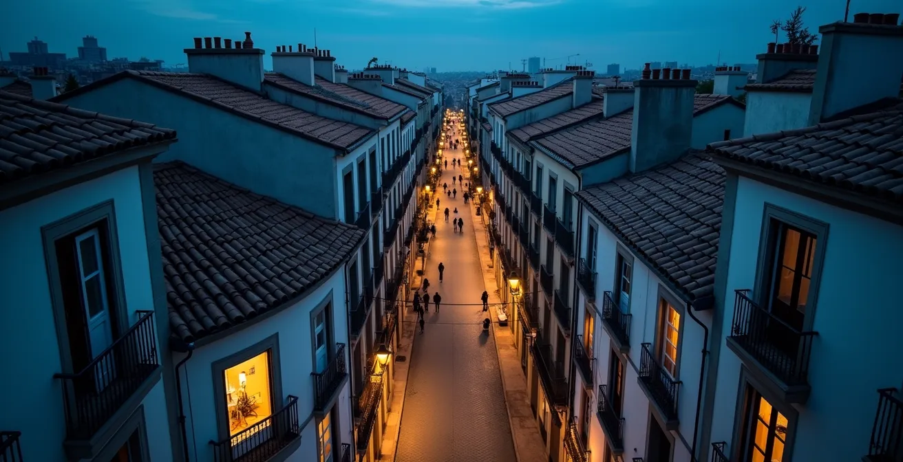 Vista aérea de la escena artística madrileña mostrando conexiones entre espacios culturales