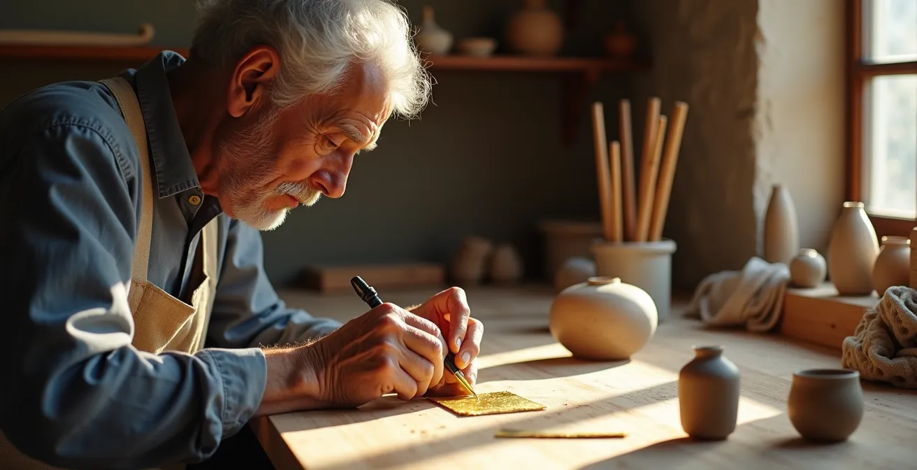 Artesano español trabajando con técnicas japonesas en un taller tradicional