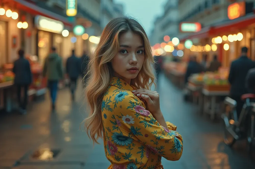 Técnico de sonido grabando el ambiente de una calle urbana al amanecer en Madrid con micrófonos profesionales.