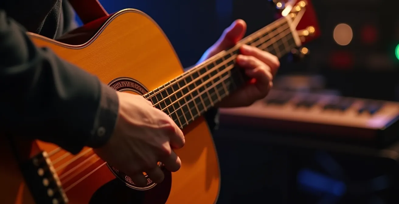 Músico fusionando guitarra flamenca con sintetizadores modernos