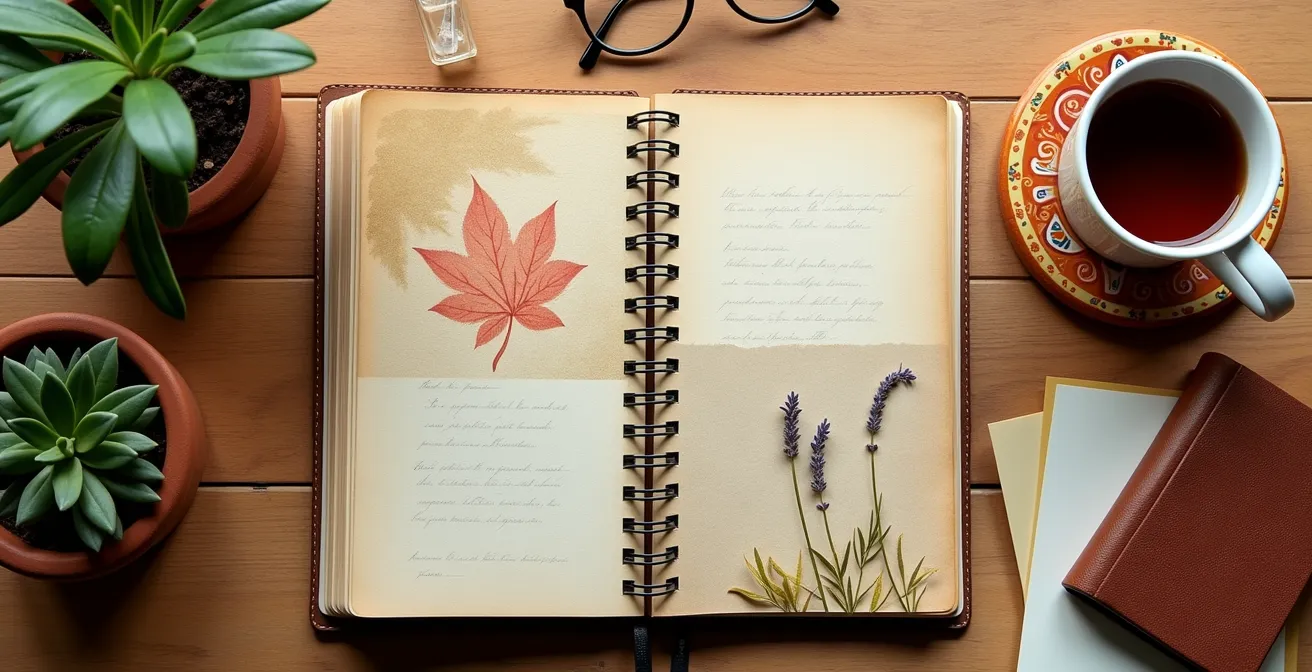 Calendario visual mostrando ciclos estacionales de escritura intensa y descanso creativo